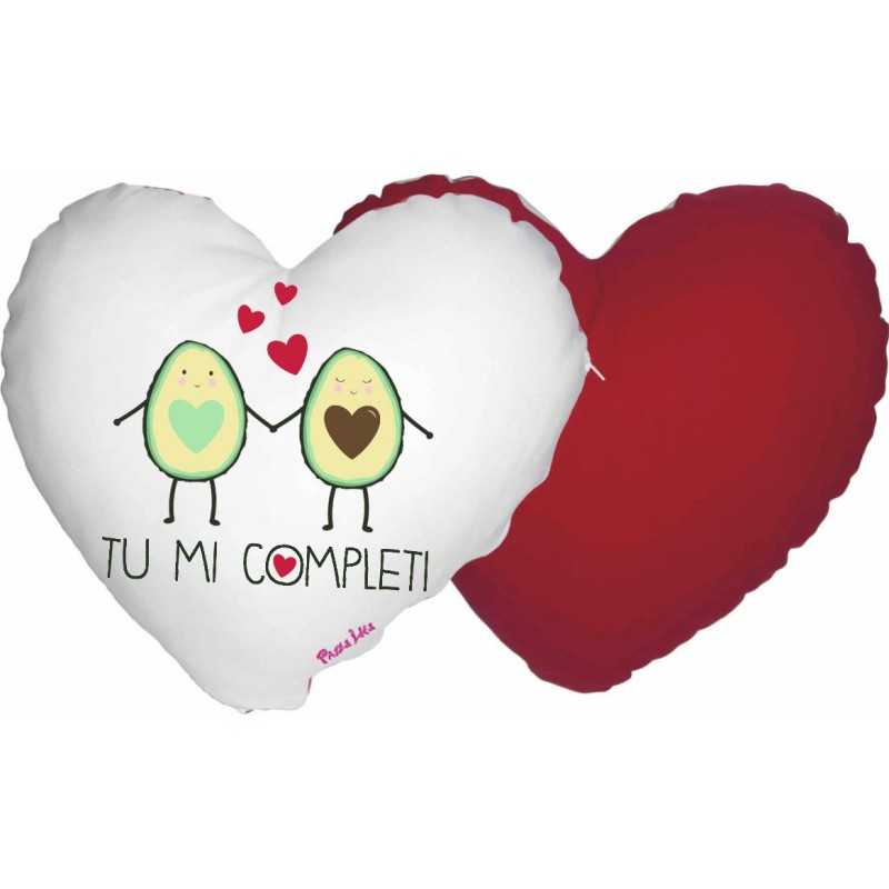 cuscino a cuore cm 40x40 san valentino con scritta tu mi completi