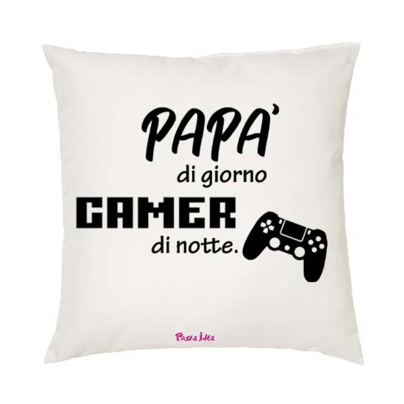 Cuscino in poliestere 40x40 con stampa papà gamer festa del papà