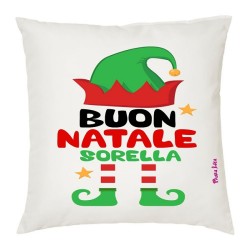 Cuscino in poliestere con frase: buon natale sorellaM 40x40