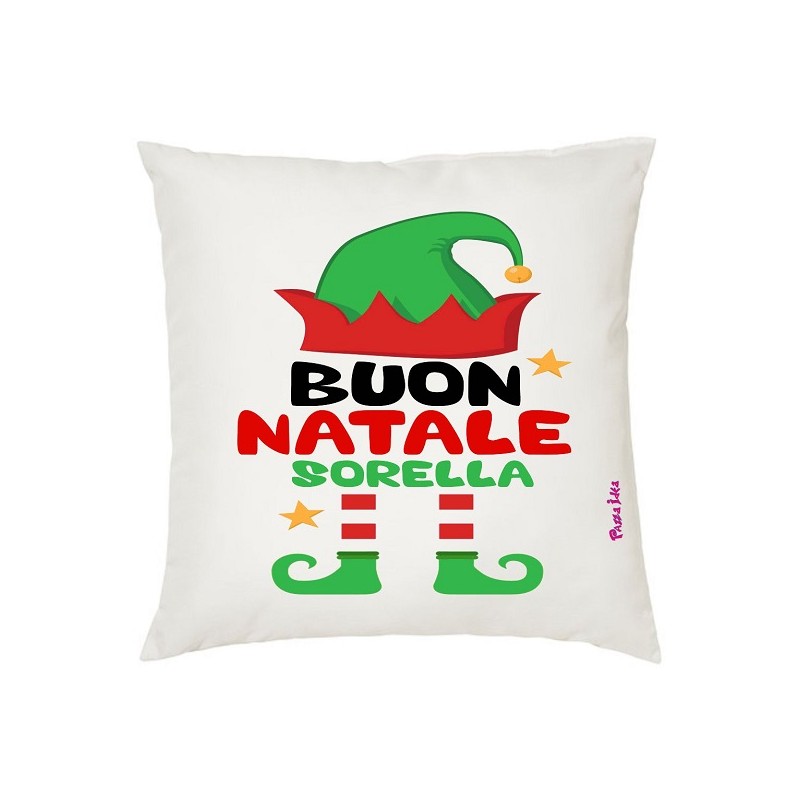 Cuscino in poliestere con frase: buon natale sorellaM 40x40