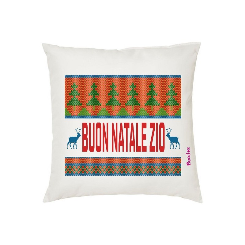 Cuscino in poliestere con frase: buon natale zioM 40x40