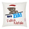 Cuscino in poliestere con frase: hey zia, felice nataleM 40x40