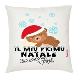 Cuscino in poliestere con frase: il mio primo natale con mamma e papa'M 40x40