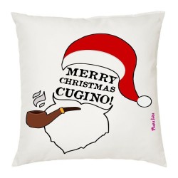 Cuscino in poliestere con frase: merry christmas cuginoM 40x40