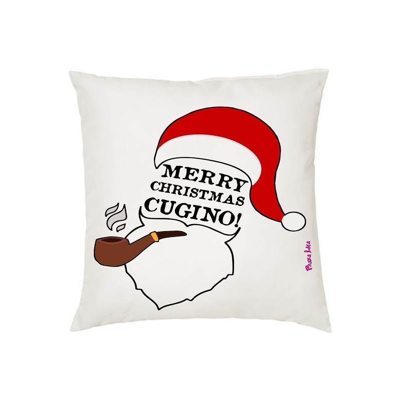 Cuscino in poliestere con frase: merry christmas cuginoM 40x40