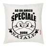 Cuscino in poliestere con frase:ad un amico speciale, buon natale.M 40x40