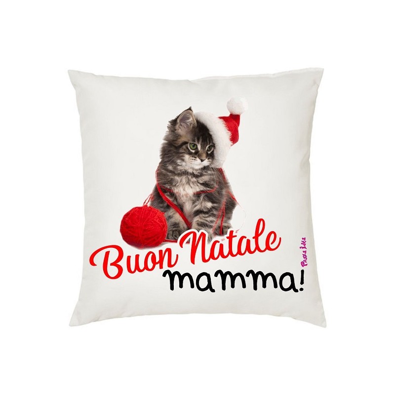 Cuscino in poliestere con frase:buon natale mamma.M 40x40