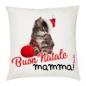 Cuscino in poliestere con frase:buon natale mamma.M 40x40