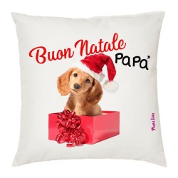 Cuscino in poliestere con frase:buon natale papa'.M 40x40