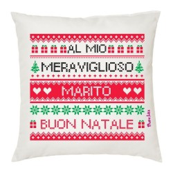 Cuscino poliestere con frase: al mio meraviglioso marito, buon natale.M 40x40