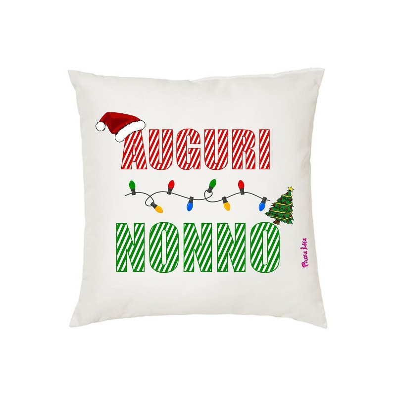 Cuscino poliestere con frase: auguri nonno.M 40x40