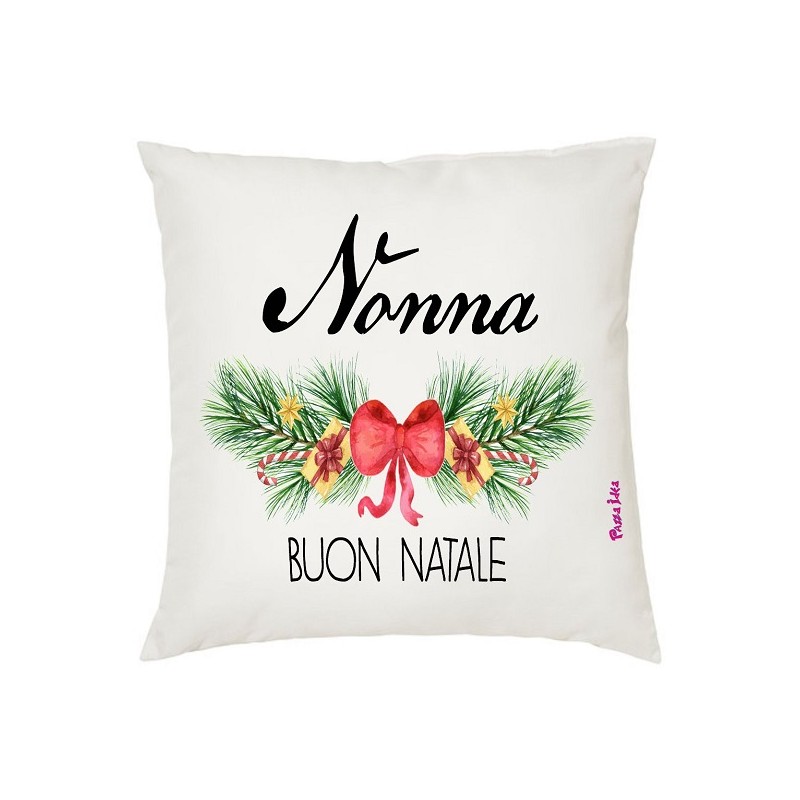 Cuscino poliestere con frase: nonna, buon natale.M 40x40