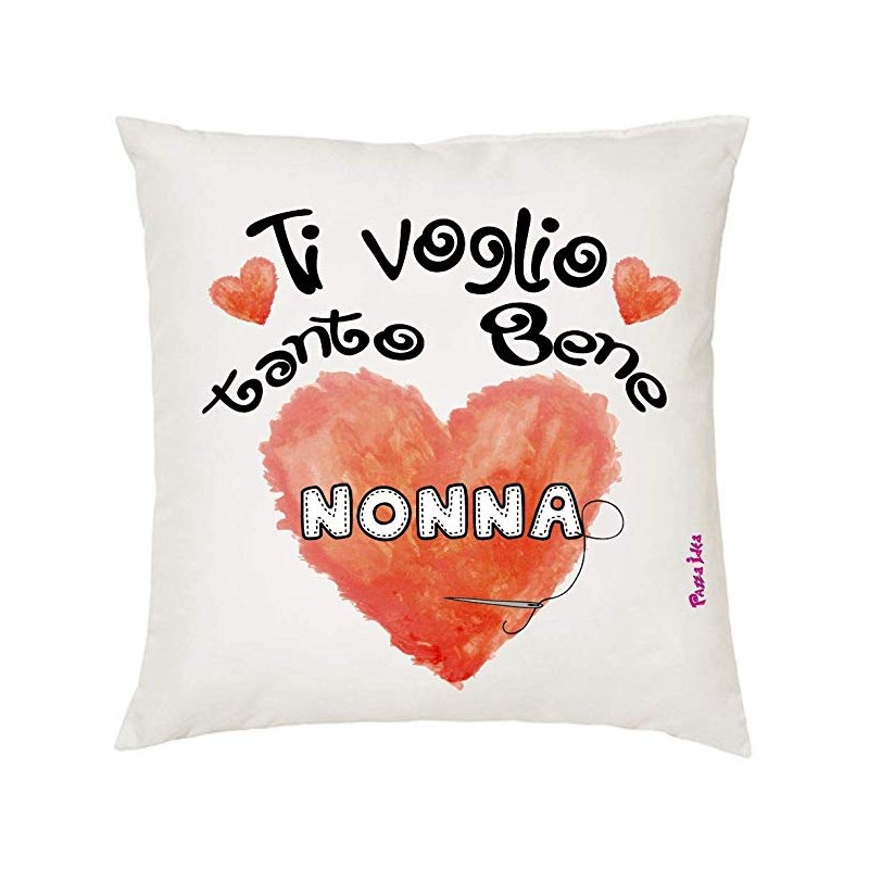 Cuscino ti voglio tanto bene nonna cm 40x40 in poliestere bianco