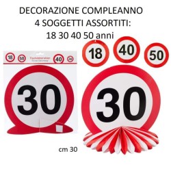 decorazione compleanno per tavolo cm 25x25 assortiti n18,30,40,50 anni