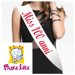 Fascia in tessuto poliestere con stampa miss 100 anni