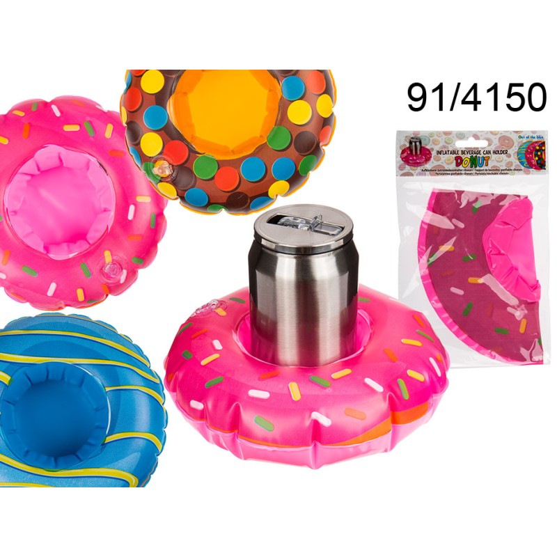  Portalattine gonfiabile, Donut, ca. 18 cm, 3 ass., in sacchetto di plastica con headercard