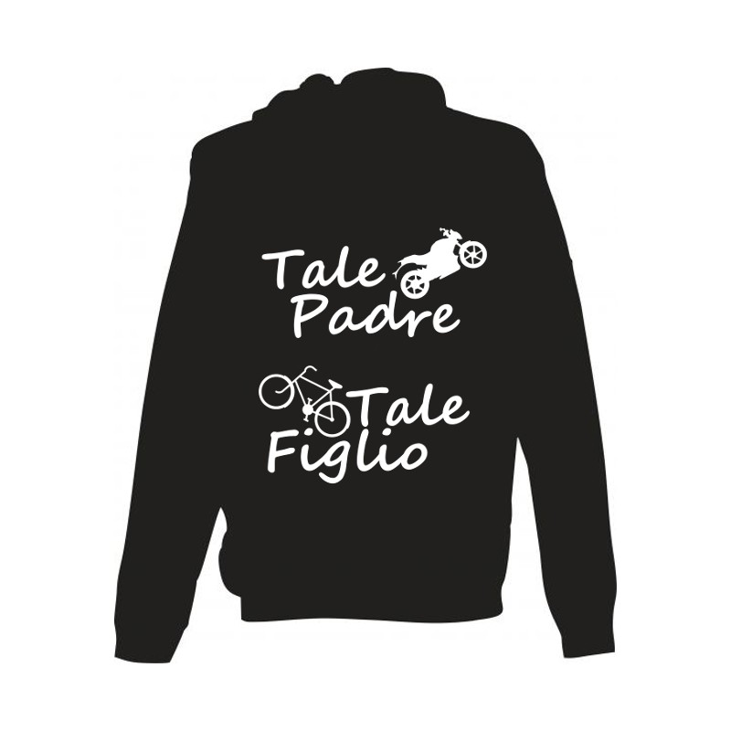 Felpa nera con cappuccio "Tale padre tale figlio"