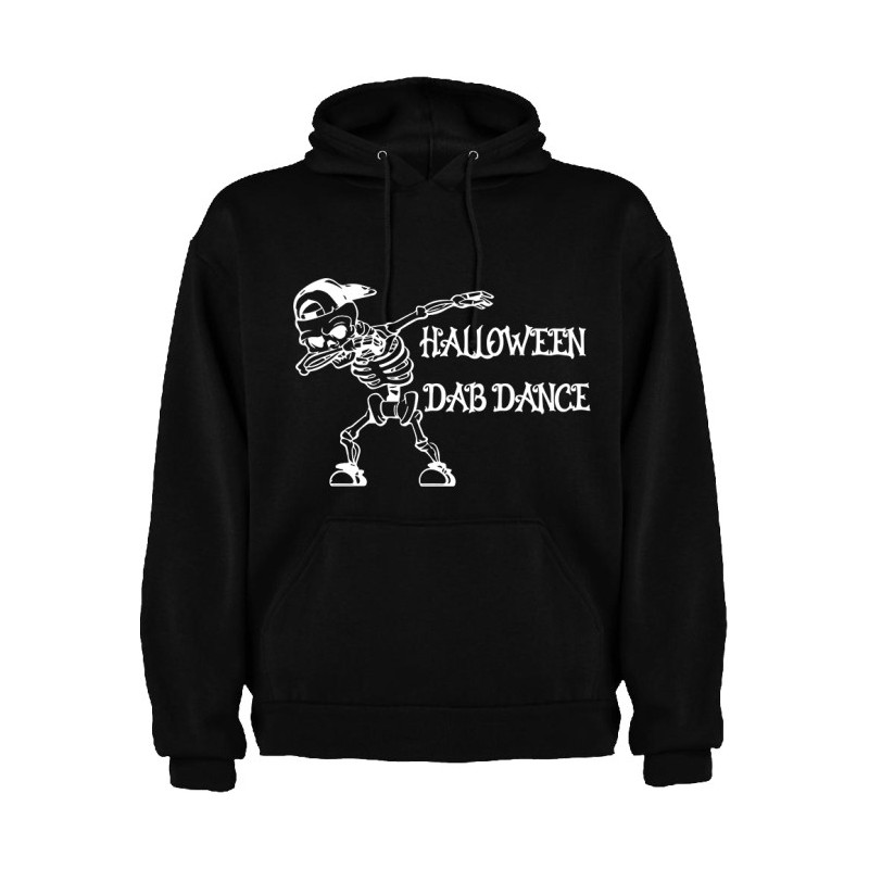 Felpa nera con cappuccio con stampa halloween dab dance