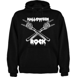 Felpa nera con cappuccio con stampa halloween rock