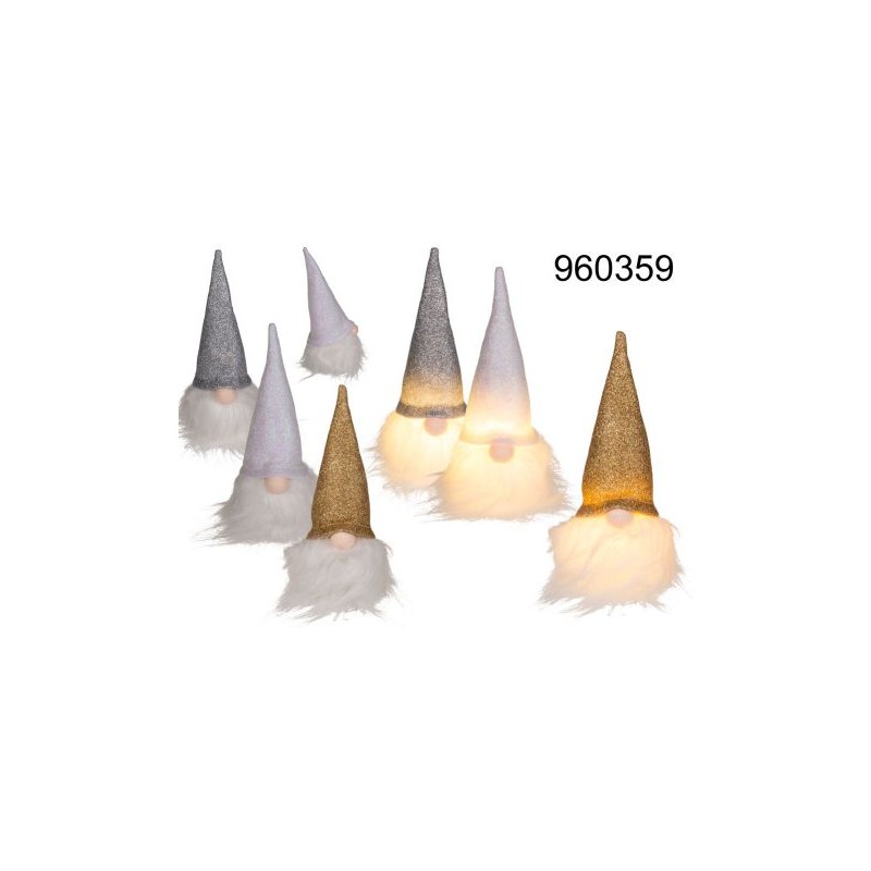 Folletto natalizio in tessuto con LED (pile incl.), da appendere, ca. 18 x 7 cm, 3 colori ass., EAN 4029811417261