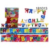 Ghirlanda in carta & Vessillo in plastica, Happy Birthday, metallic finish, ca. 1,45 m x 10 cm & 90 x 13 cm, 2 ass., set da 2 i