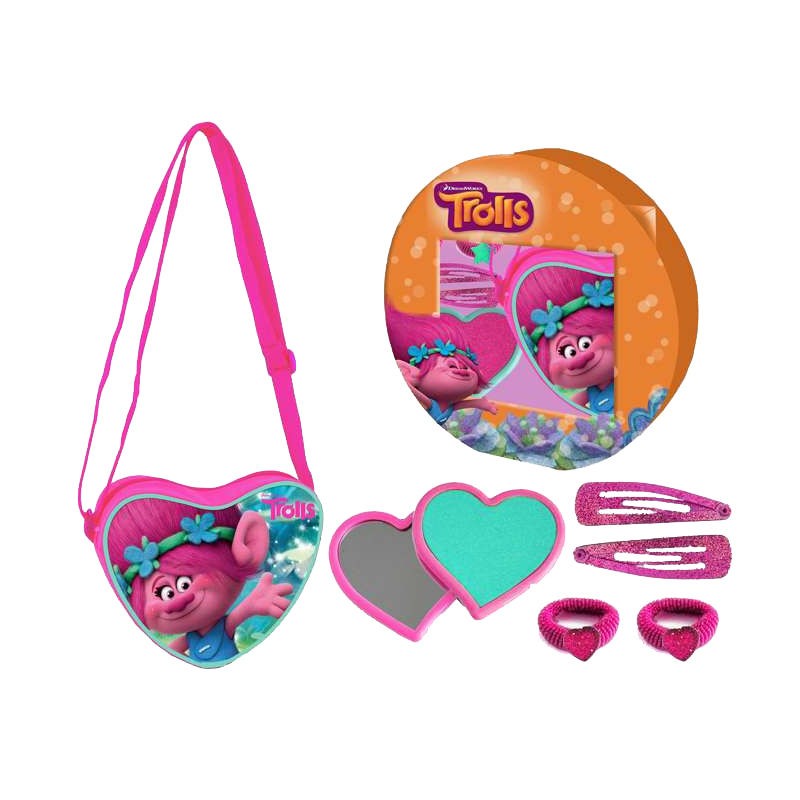 gift kid tracolla+specchietto cuore+acc. capelli trolls