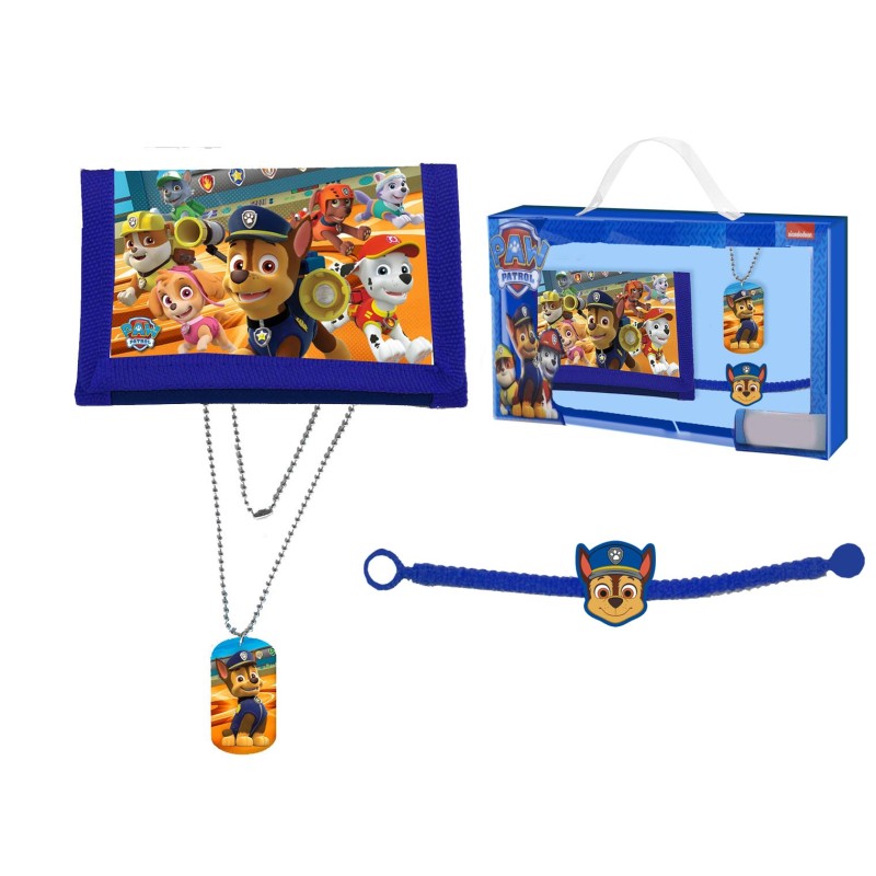 gift kids portafoglio+collana+bracciale paw patrol