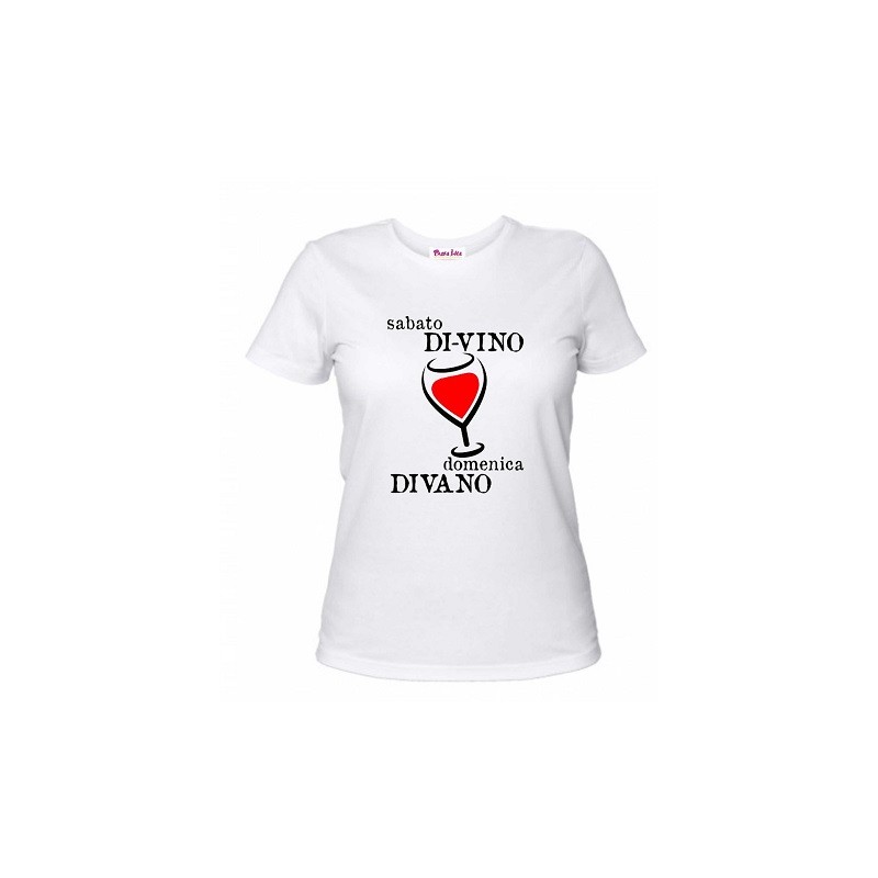  T-shirt uomo o donna con frase simpatica sabato di-vi-no