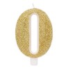 Givi Italia 50830 numeri numero 0 glitter candela, oro, 9.5 cm