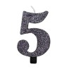 Givi Italia 50855 numeri numero 5 glitter Candle, multicolore, 9.5 cm