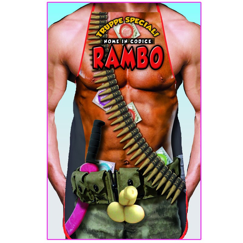 GREMBIULE MIMETICO RAMBO CON APPLICAZIONE PISELLO