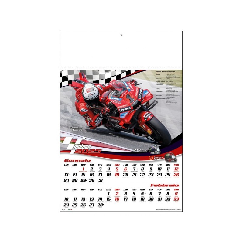 kit 100 Calendario moto gp carta pattinata lucida 6 pagine  cm 33x50 spazio per personalizzazione33,2x9,8 personalizzato con vo