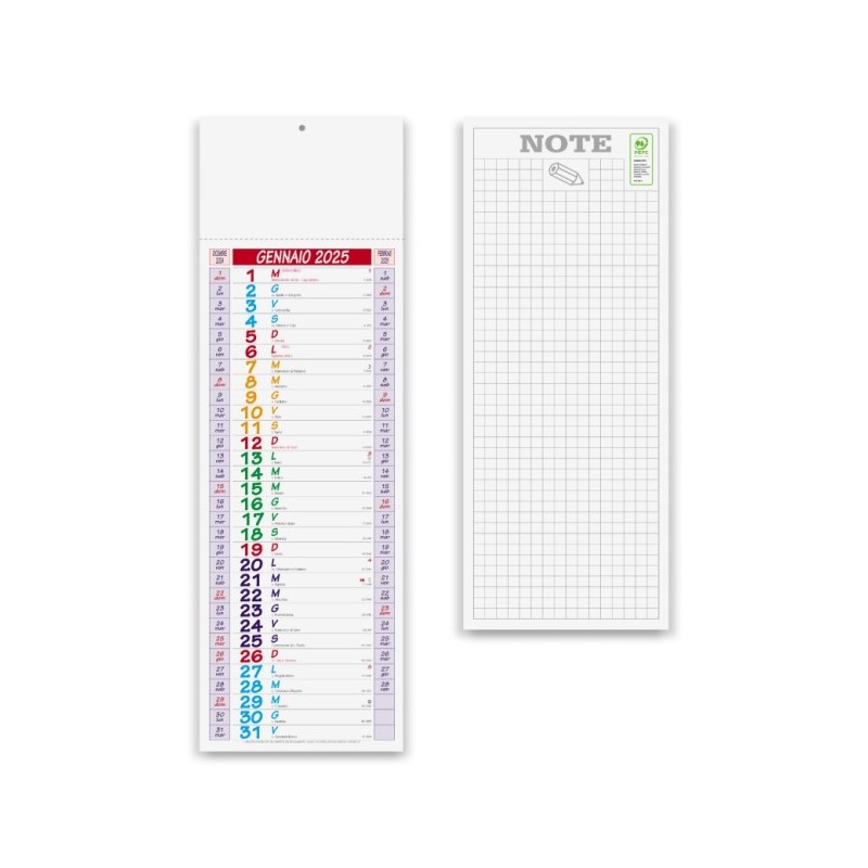 kit 100 CALENDARIO Silhouette mensile 12 fogli con testata termosaldata e festività internazionali.cm  (cm): 14 x 47 neutro