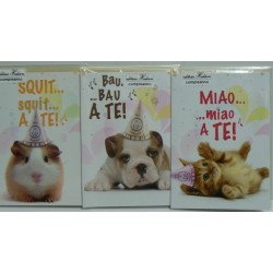 KIT 12 BIGLIETTI COMPLEANNO ANIMALI ASSORTITI IN 4 SOGGETTI