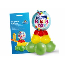 KIT100 Gonfia e decora happy birtday h 75 cm  : divertiti a preparare la tua festa con il pratico e facile kit super colorato e