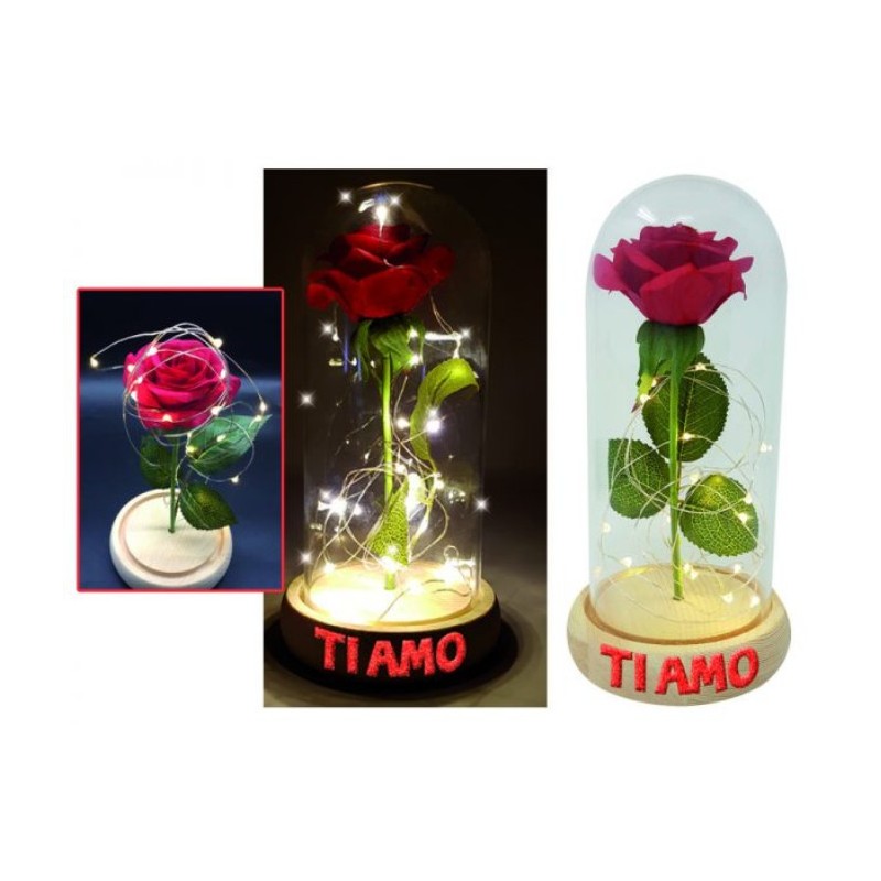 LAMPADA 20 LED “LA BELLA E LA BESTIA” CON APPLICAZIONE GLITTER H.22 cm