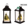 Lanterna con alberi di Natale, neve decorativa & 10 LED bianco caldo, ca. 28 x 14 cm, in plastica, per 3 pile micro (AAA), EAN 