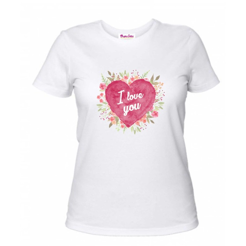 maglia bianca san valentino con scritta i love you