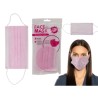 Maschera per bocca e naso, pink,3 strati, misura unica, con elastici, 10 pz. in busta di plastica