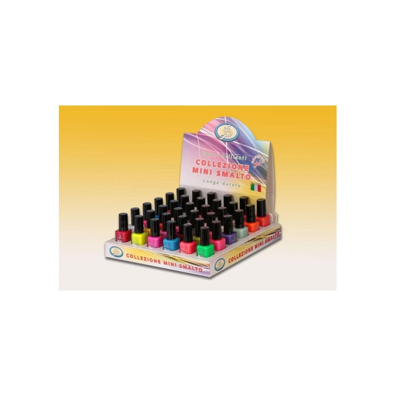 Mini smaltini colori assortiti 6 ml display da 36 pezzi euro cad 0,83