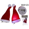 Molletta per capelli in peluche, Cappello di Natale con LED, ca. 12 cm, per 3 pile a bottone (G3), in sacchetto di plastica con