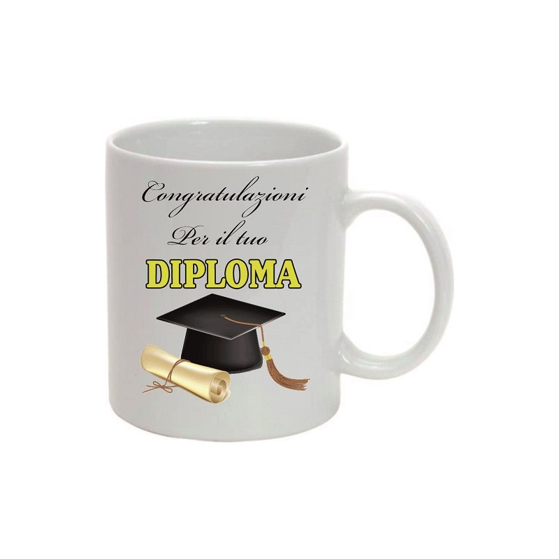 tazza 8 x 10 cm ceramica con scritta CONGRATULAZIONI PER IL TUO DIPLOMA