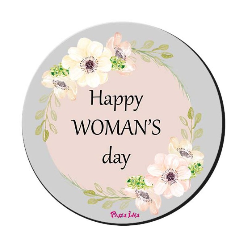 Mousepad rotondo con stampa happy woman's day festa della donna