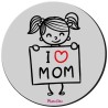 Mousepad rotondo con stampa i love mom festa della mamma