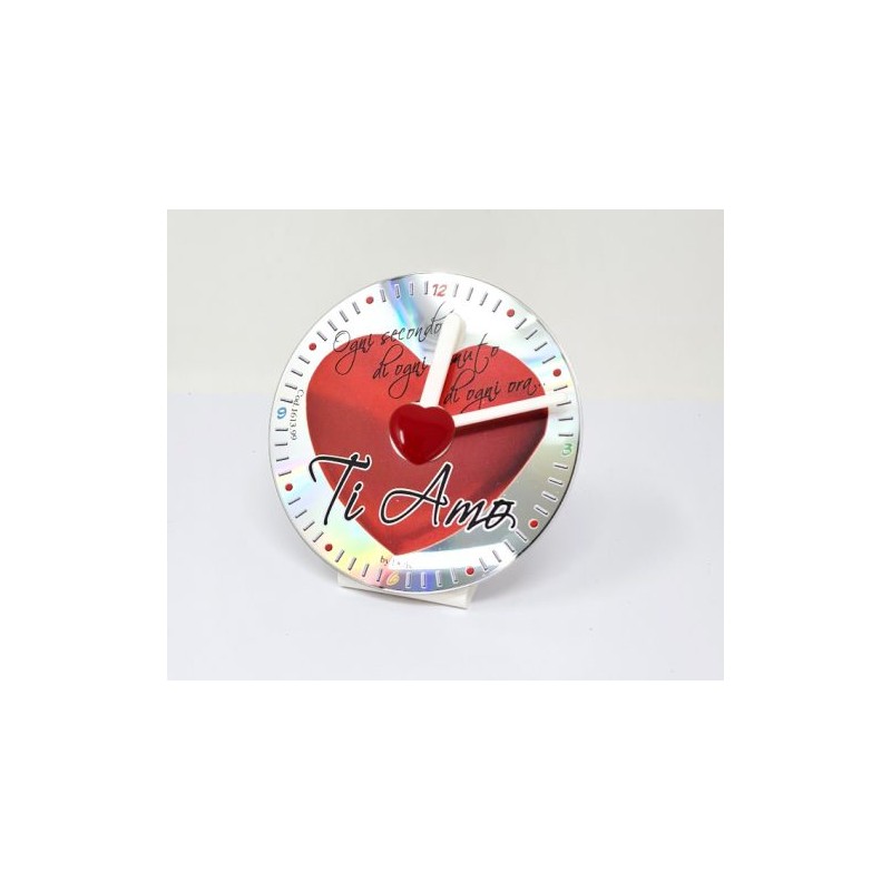 OROLOGIO CD CON APPLICAZIONE CUORE DA TAVOLO