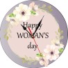 Orologio rotondo da parete 20x20 con stampa happy woman's day festa della donna