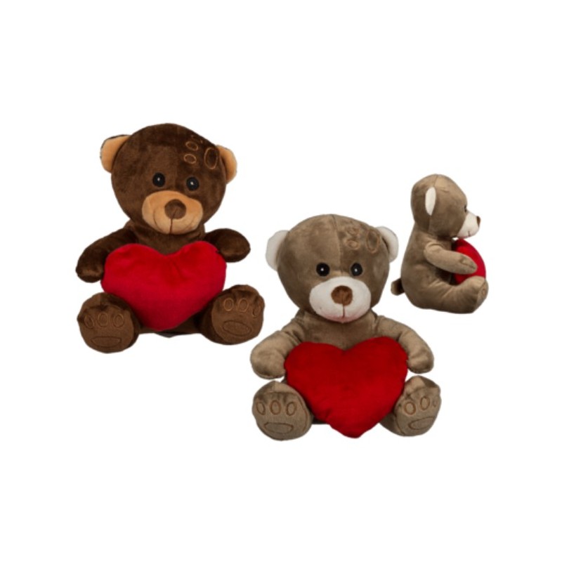 Orsetto in peluche con cuore rosso 18 cm