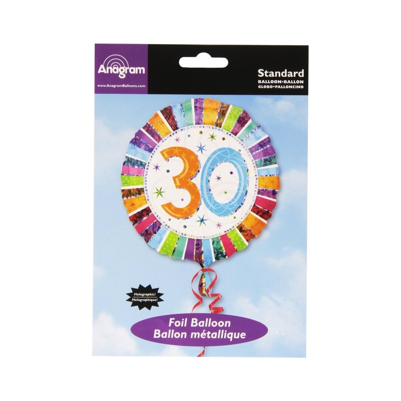 Pallone mylar round 30 anni 18'' cm 45  buon compleanno happy birthday