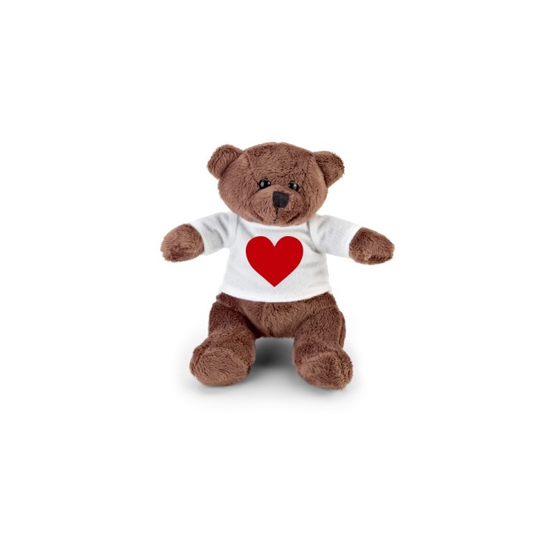 Peluche orsetto con maglietta stampa cuore  cm 12 cod 9525611