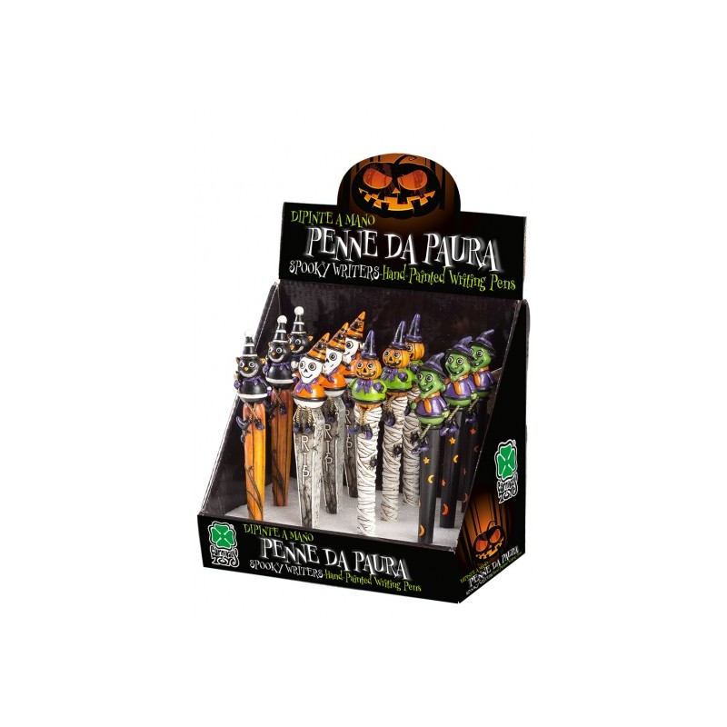 Penna halloween modelli assortiti in espositore con 12 pezzi